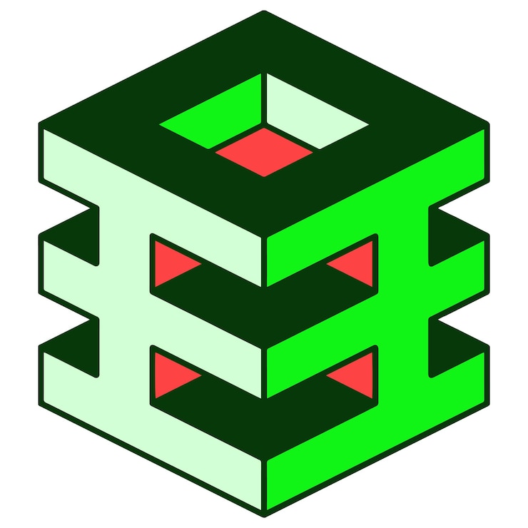 Vector geometric figure cube with boiled grooves
