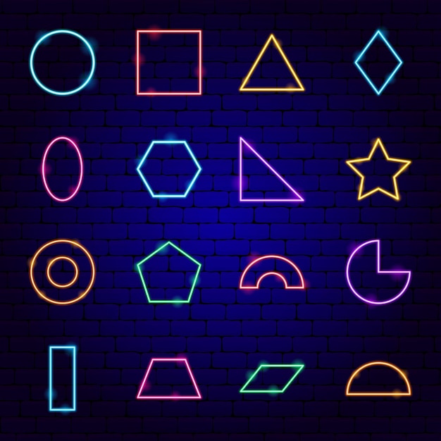 Geometric Figures Neon Icons