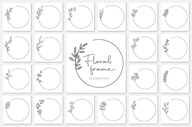 Geometric floral frames, borders, wedding wreaths, detailed decorative illustrations.