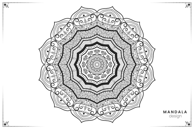 Геометрический цветочный шаблон дизайна мандалы в этническом восточном стиле в векторном формате для раскрашивания книги