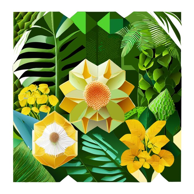 geometric flower honeycomb tropical palm tree print pattern textile neutral dull colors glossy