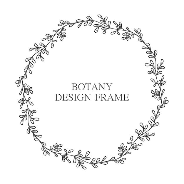 Vector geometric flower wreath with leaves and branches botany round frame isolated on white background