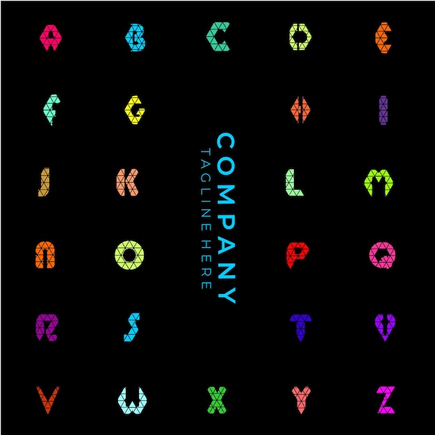 벡터 기하학적 글꼴 색상 아트 알파벳 추상 장식 문자 세트