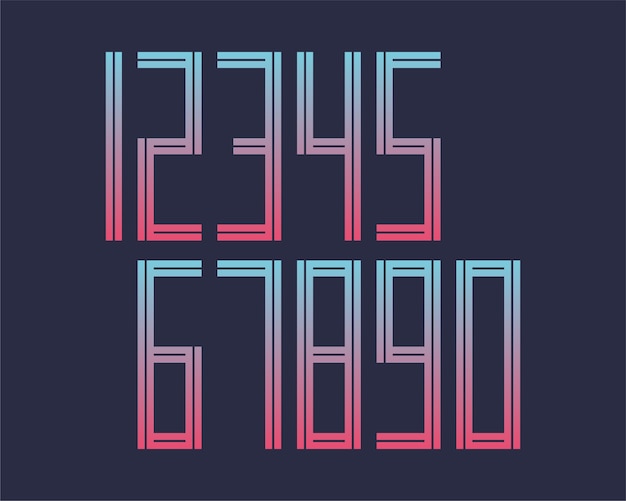 Geometric font line style effect design numbers