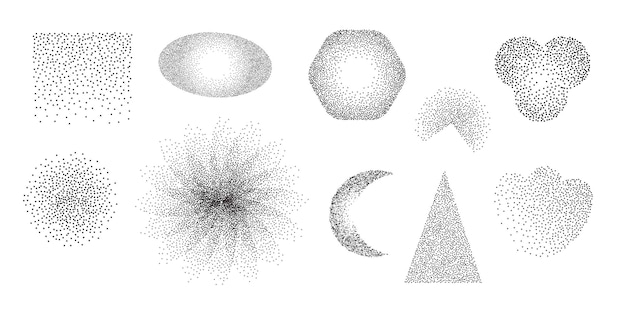 Вектор Геометрические формы установлены песочным эффектом точечные текстурированные формы круглые конфеты точки гранж рисунок