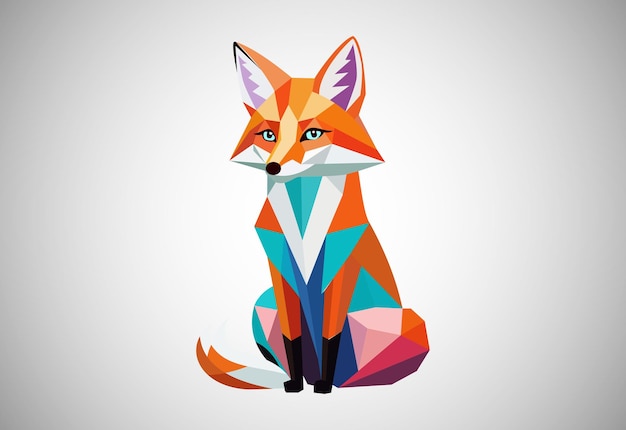 Geometric fox logo design vector illustration animal logo