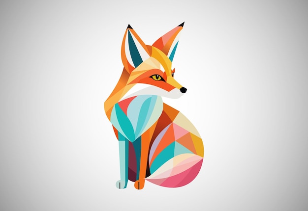 Vector geometric fox logo design vector illustration animal logo