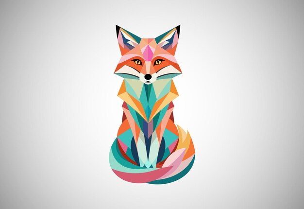 Vector geometric fox logo design vector illustration animal logo