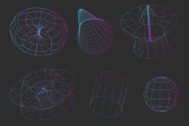 Forme di cornici geometriche su uno sfondo scuro illustrazione vettoriale di modelli astratti