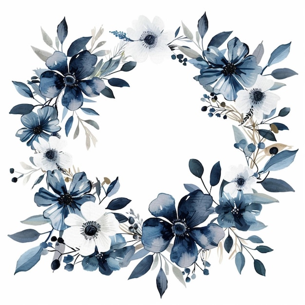 Navy Blue Floral Illustration Vectors & Illustrations for Free Download