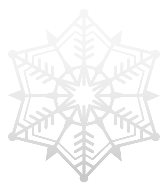 Vector geometric frozen star silver snow decorative element isolated on white background