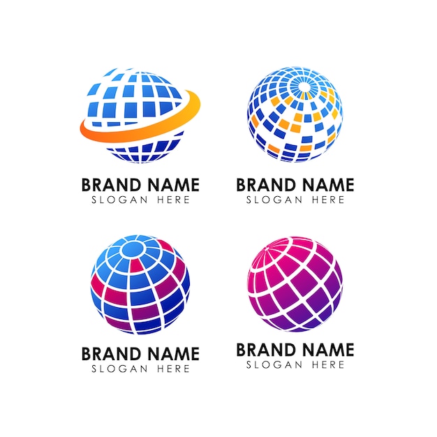 Modello di progettazione logo globo geometrico Vettore Premium