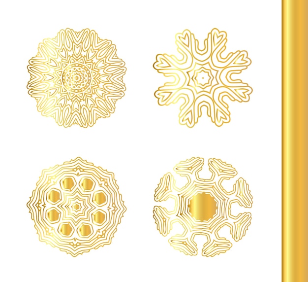 Geometric gold circular ornament set