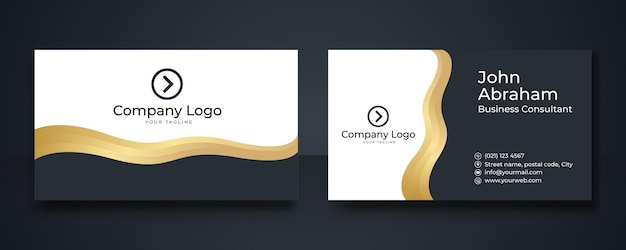 Geometric golden premium business card template. luxury black and gold business card design template with gold art deco geometric lines.