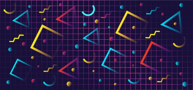 Vector geometric gradient shapes in retro style