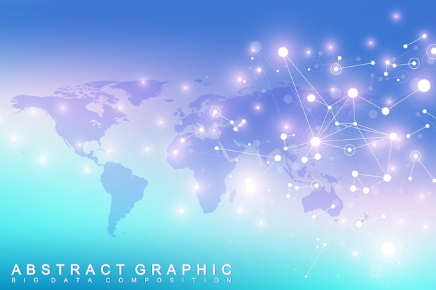 ベクトル 幾何学的なグラフィックの背景コミュニケーション。化合物とのビッグデータ複合体。デジタルデータの視覚化。