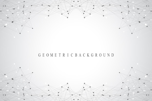 Geometric graphic background molecule and communication. big data complex with compounds. perspective backdrop. minimal array big data. digital data visualization. scientific vector illustration.