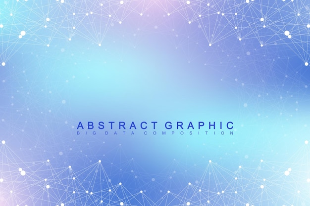 Geometric graphic background molecule and communication. big data complex with compounds. perspective backdrop. minimal array. digital data visualization. scientific cybernetic vector illustration.
