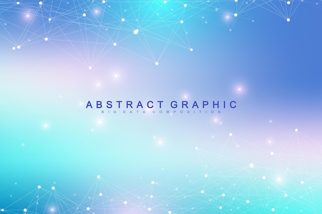 Geometric graphic background molecule and communication big data complex with compounds perspective backdrop minimal array digital data visualization scientific cybernetic vector illustration