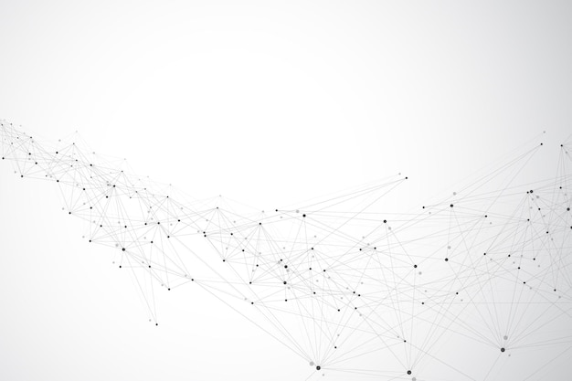 Molecola di sfondo grafico geometrico e complesso di big data di comunicazione con prospettiva composta ...