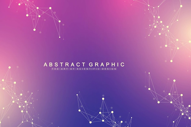 Geometric graphic background molecule and communication connected lines with dots minimalism chaotic