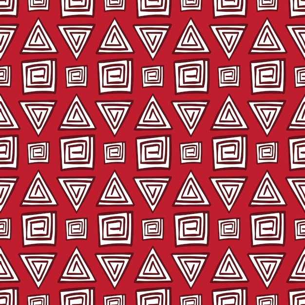 Geometric hand drawn tribal seamless pattern