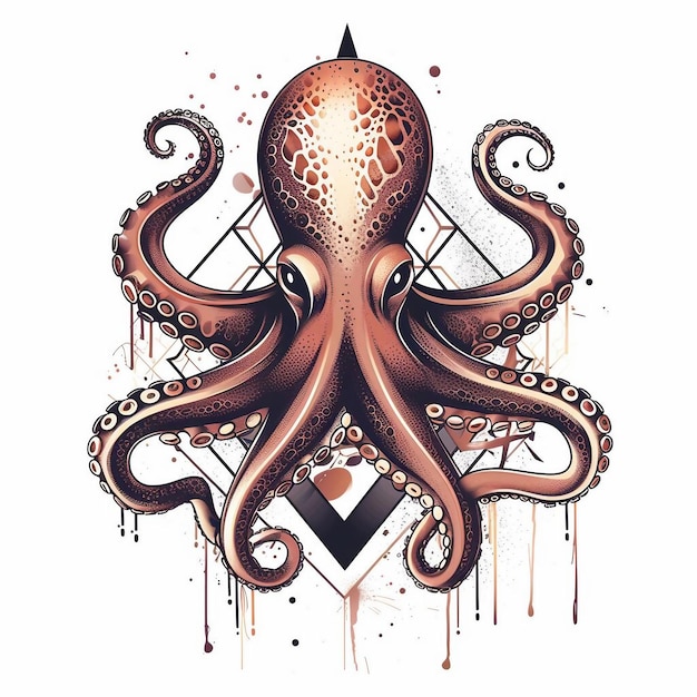 Geometric Harmony Abstract Octopus Tattoo Design