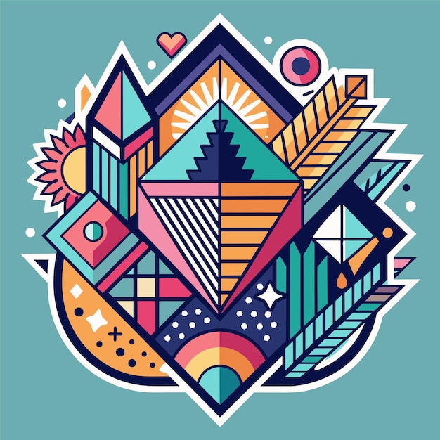 Geometric Harmony Bouw een T-shirt sticker ontwerp met behulp van geometrische vormen en patronen