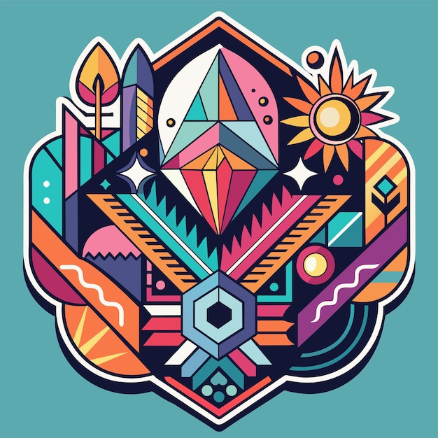 Geometric Harmony Craft a Tshirt sticker design using geometric shapes and patterns