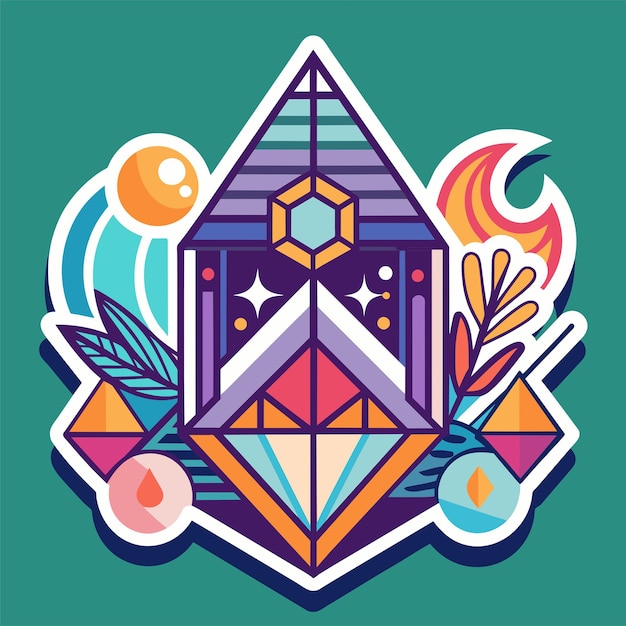 Geometric Harmony Craft a Tshirt sticker design using geometric shapes and patterns