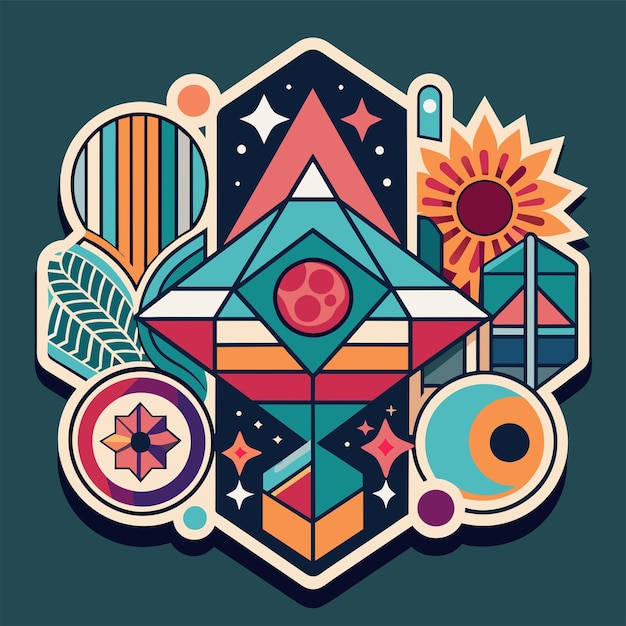 Geometric Harmonyは幾何学的な形やパターンを使ってTシャツのステッカーデザインを作成します