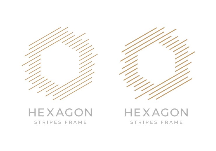 Vector 기하학적 육각형 줄무늬 라인 멤피스 장식 요소