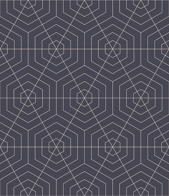 Vettore geometriche griglia esagonale contorno seamless pattern arte vettoriale sfondo astratto