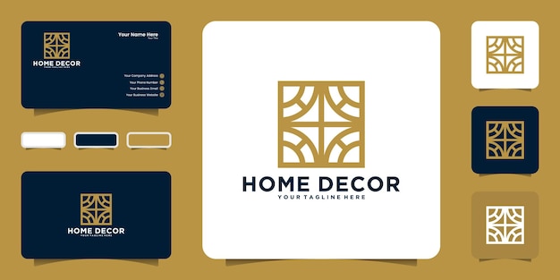 Premium Vector | Geometric home decor logo and business card ...