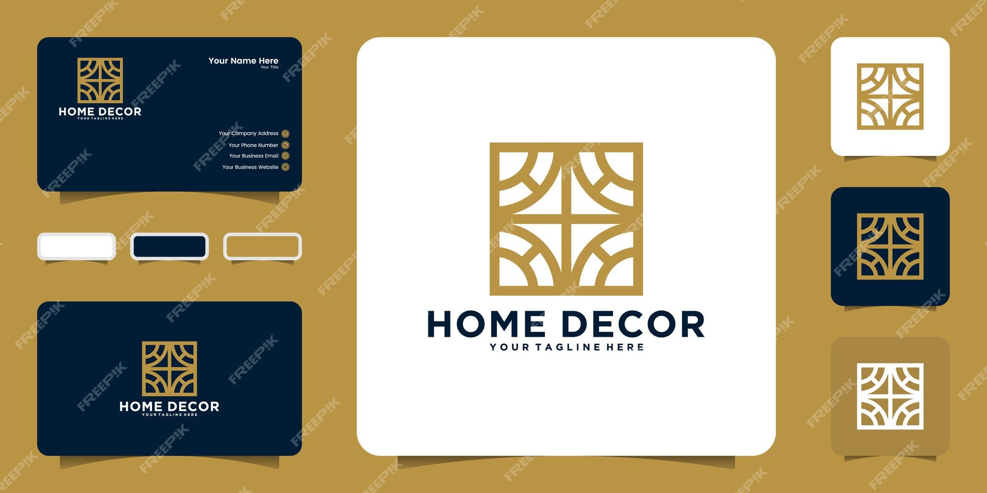 Premium Vector | Geometric home decor logo and business card ...