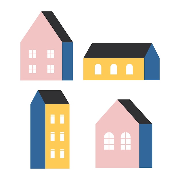 Geometric house illustration set