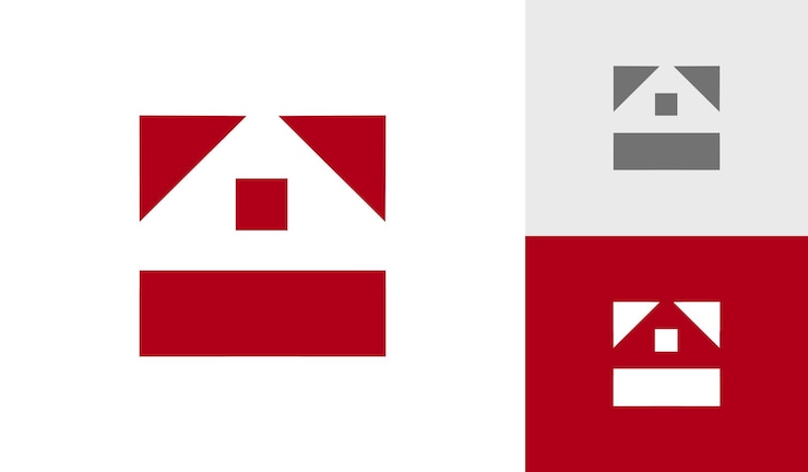 Vector geometric house roof logo design