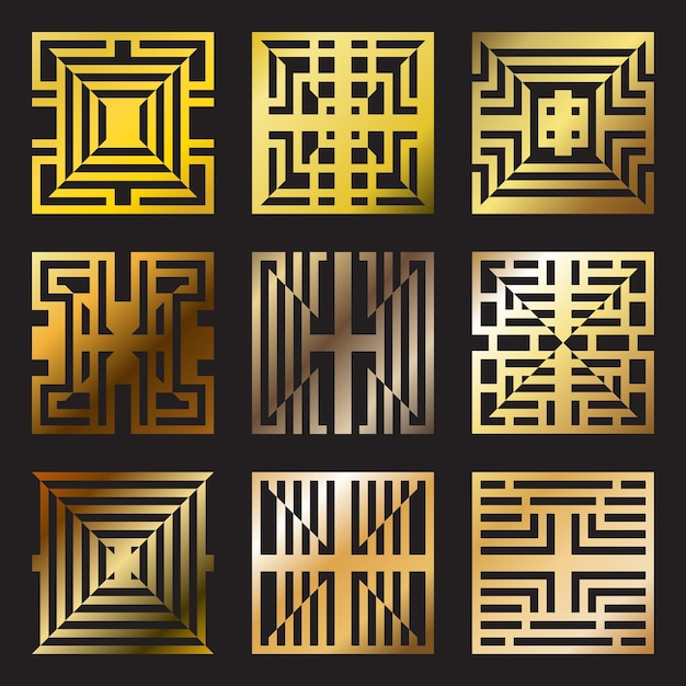 geometric icon set. golden abstract icon