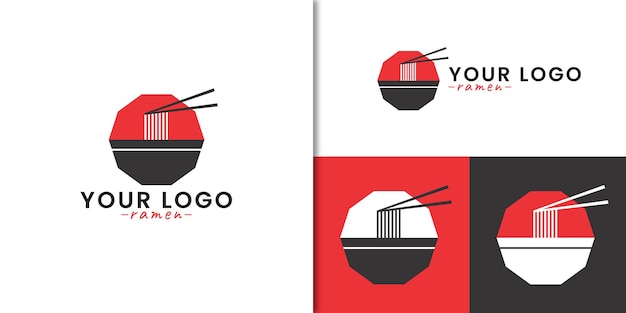 Geometric japanese ramen bowl restaurant logo