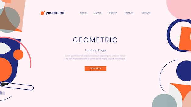 Geometric landing page with gradient Premium Vector