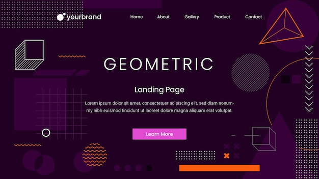 Vector geometric landing page with gradient premium vector