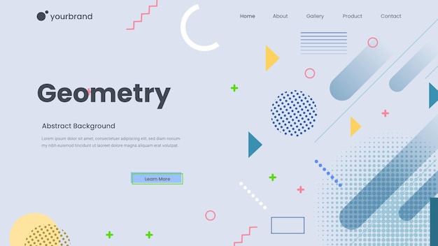 Vector geometric landing page with gradient premium vector