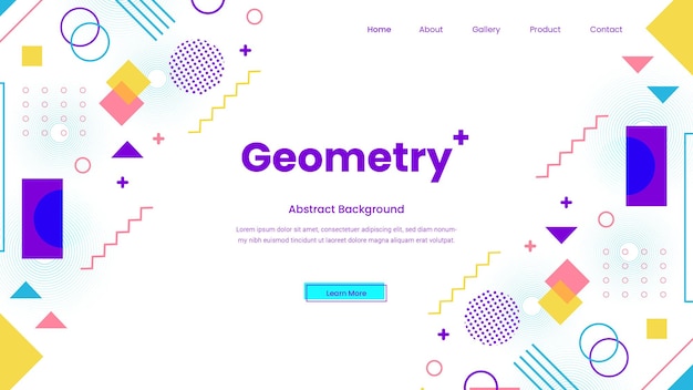 Geometric landing page with gradient Premium Vector