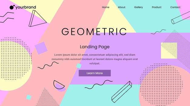 Geometric landing page with gradient premium vector