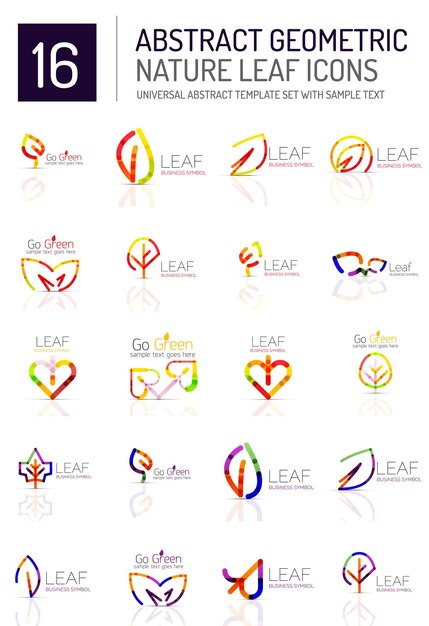 Vector geometric leaf icon set