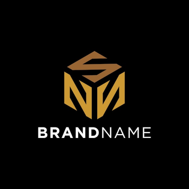 Geometric letter n hexagon logo design company