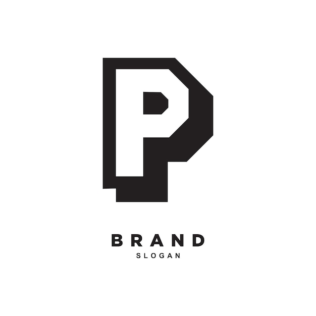 Geometric letter P with shadow logo design for your brand or business