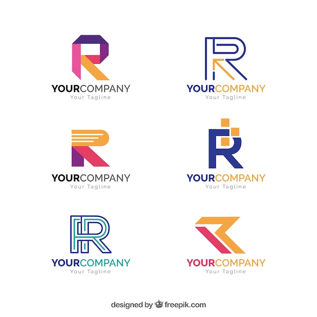 Geometric letter r logo collection