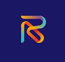 Vector geometric letter r with glowing multicolor logo