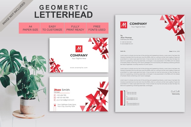 Geometric letterhead and business cards design